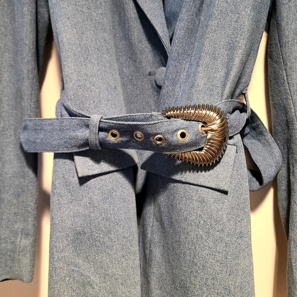 AS by DF Dominga Denim Blue Belted Blazer New - Picture 7 of 7